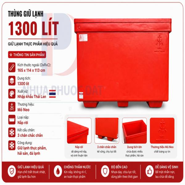 Thùng đá Thái Lan 1300 lít - Mỏ neo