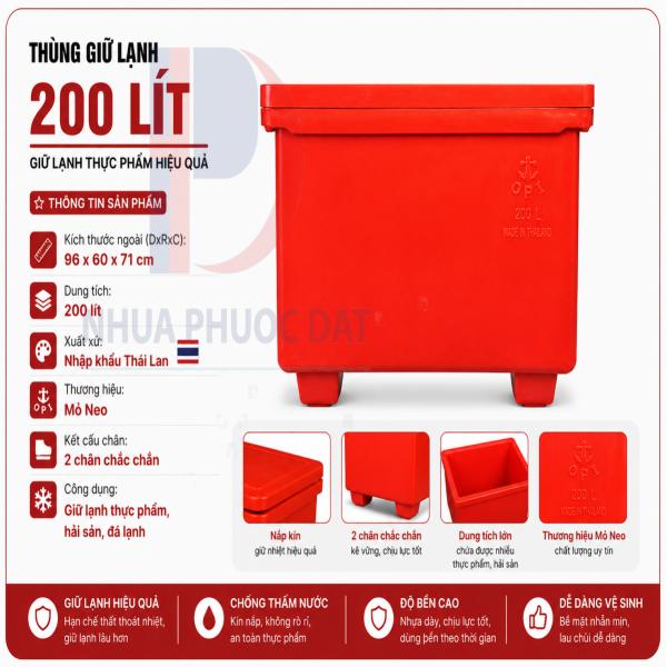 Thùng đá Thái Lan 200 lít - Mỏ neo