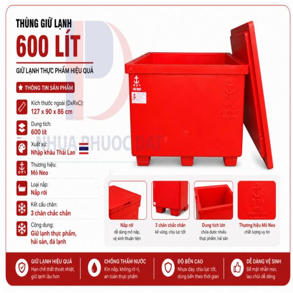 Thùng đá Thái Lan 600 lít - Mỏ neo