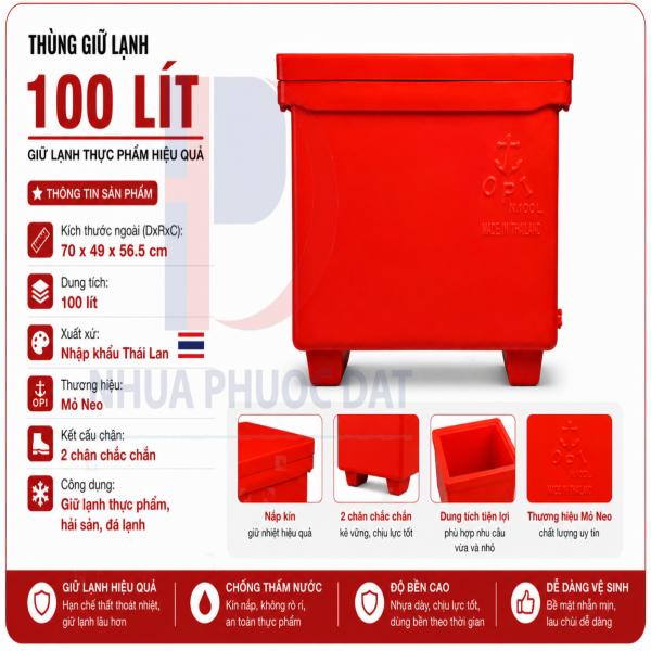 Thùng đá Thái Lan 100 lít - Mỏ neo