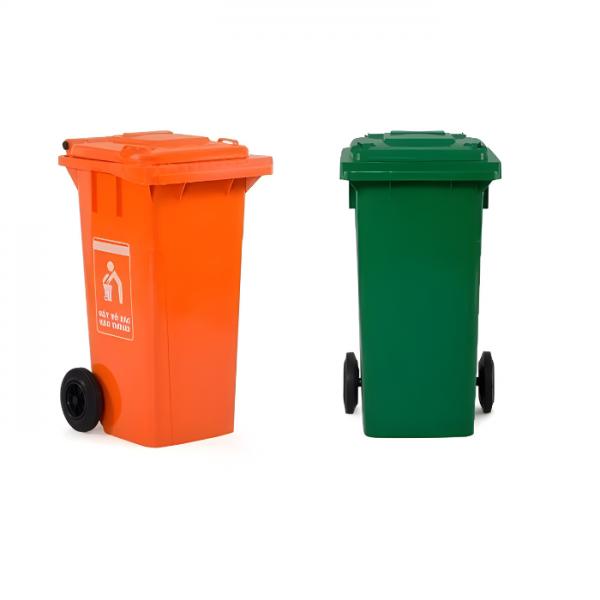 Thùng rác y tế 120 lít màu cam