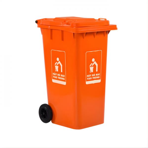 Thùng rác y tế 240 lít màu cam