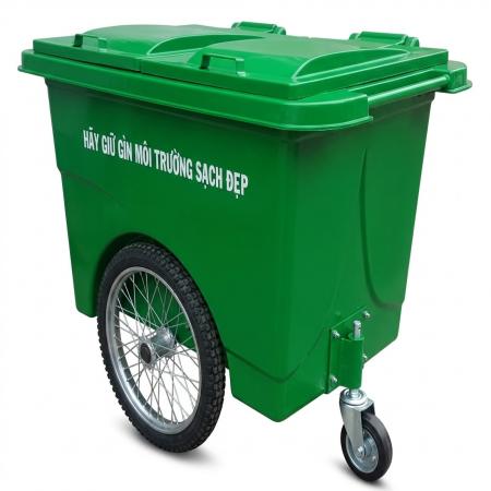Xe gom rác 1000 lít 3 bánh hơi