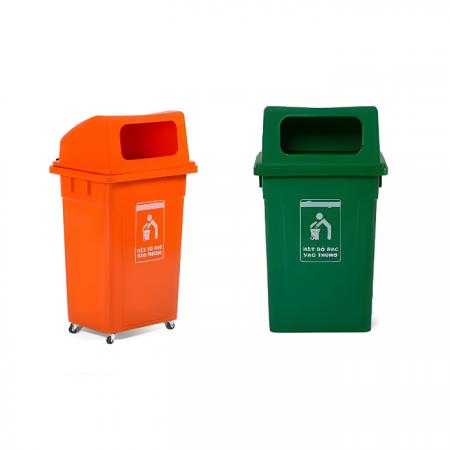 Thùng rác 90 lít nắp hở có bánh xe